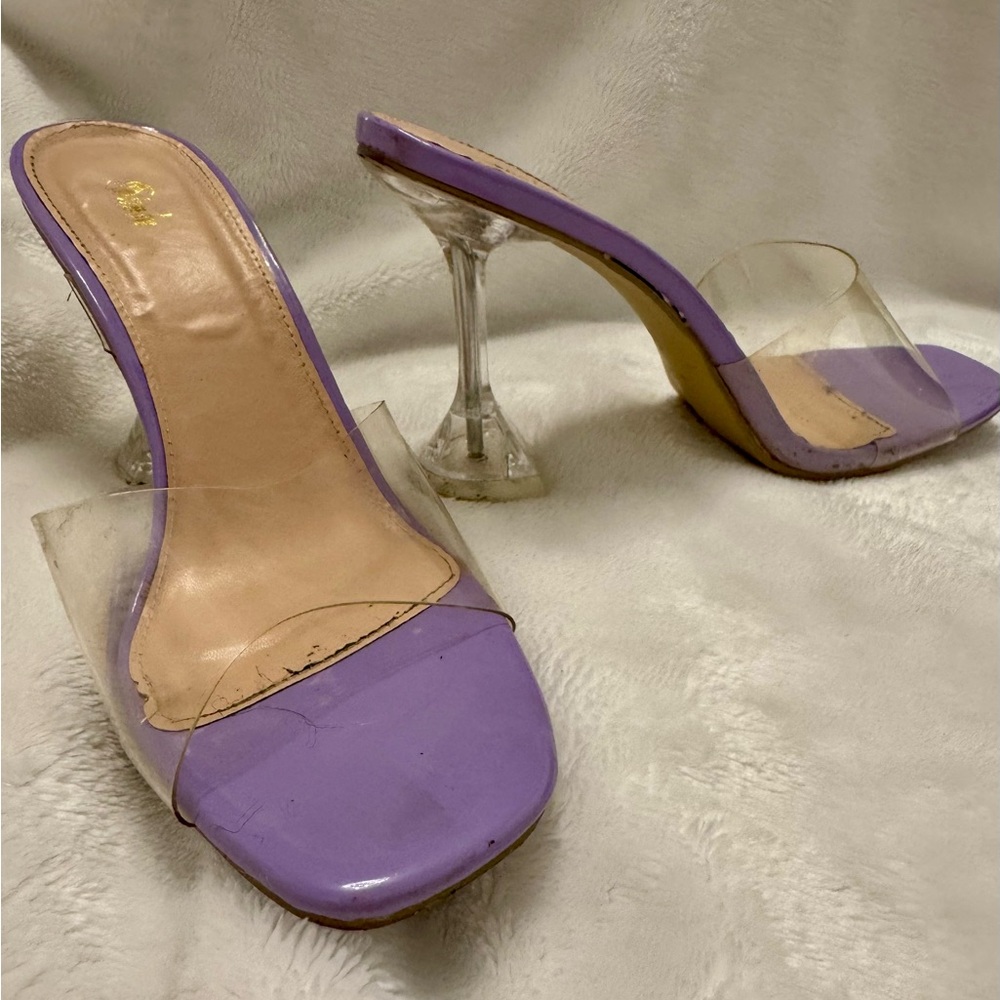 SHEIN Size 10 Purple Pyramid Heeled Sandals